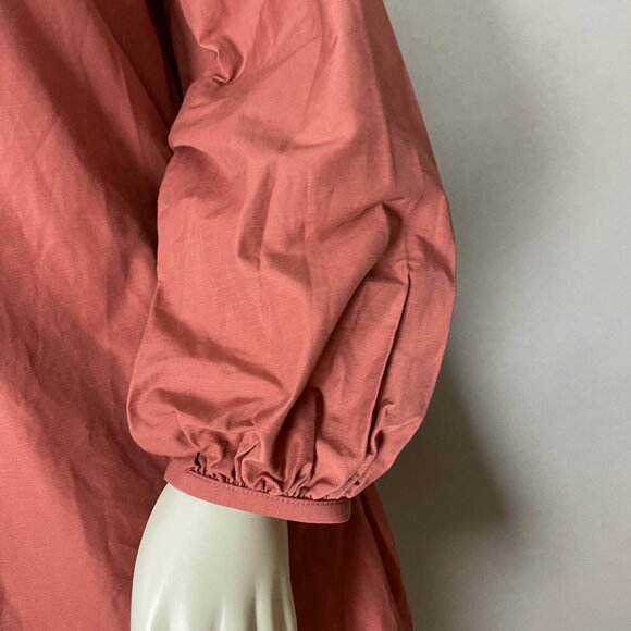 COS Dress Terracotta Brown Tunic Puff Sleeve Oversized Fit Women US Medium EU 42 - Picture 12 of 13